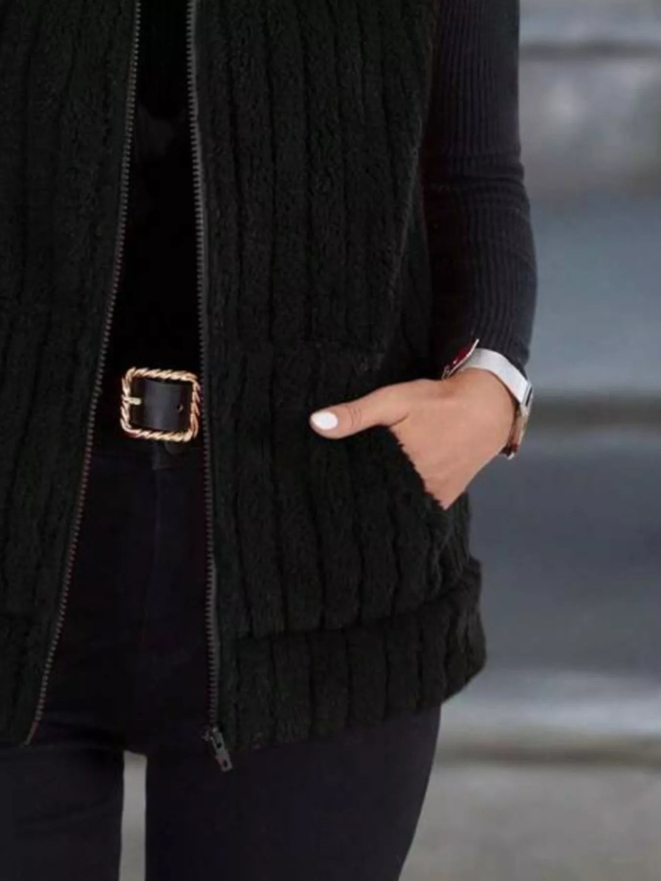 Fleece Zip-Up Vest Coat Regular and Plus Size