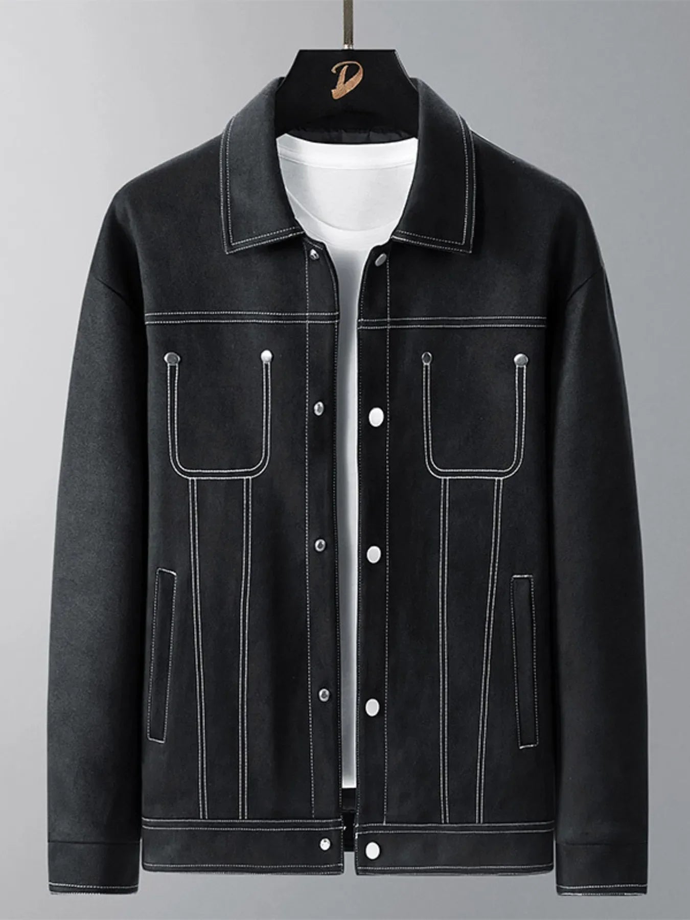Men's Regular and Plus Size Snap Down Long Sleeve Jacket