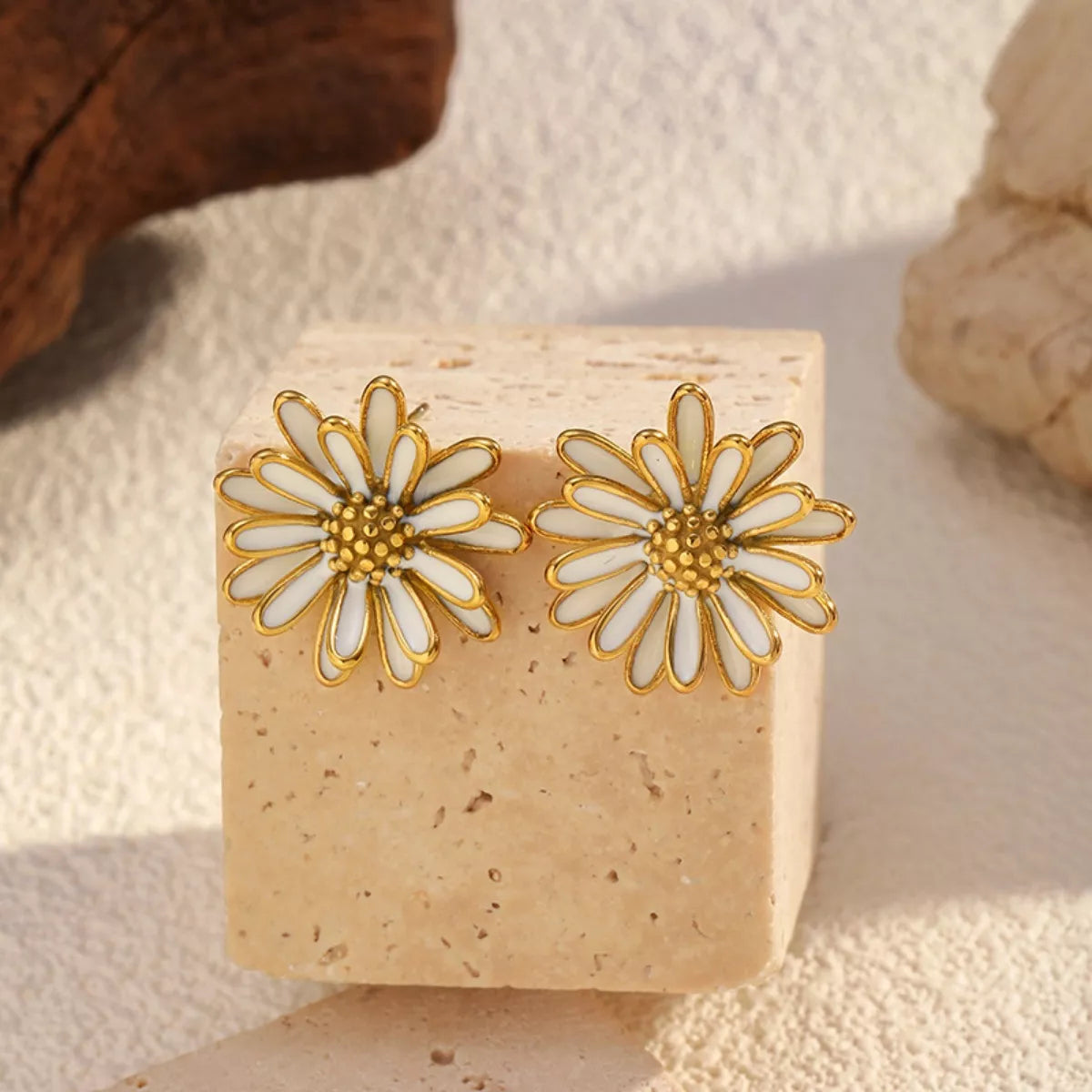 18K Gold-Plated Boho Flower Stud Earrings