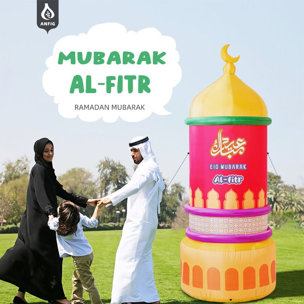 Inflatable 7.5FT Mabrook Al-Iftitah Mosque Decor with LED Lights – Ramadan & Eid Yard Decoration for Outdoor, Lawn, Garden, Party, Store Opening (MAC237）