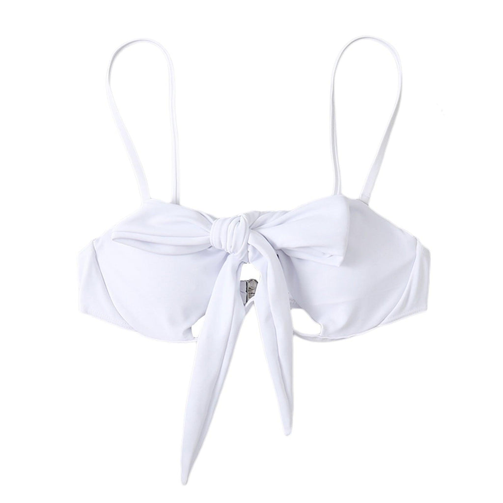 Ladies Summer Solid Color  Swimsuit Female Detachable Shoulder Strap Halter Bikini Women's Bikini Swimsuits One Piece Bathing Suits Tie Knot Cutout Swimwear with Crisscross Design
