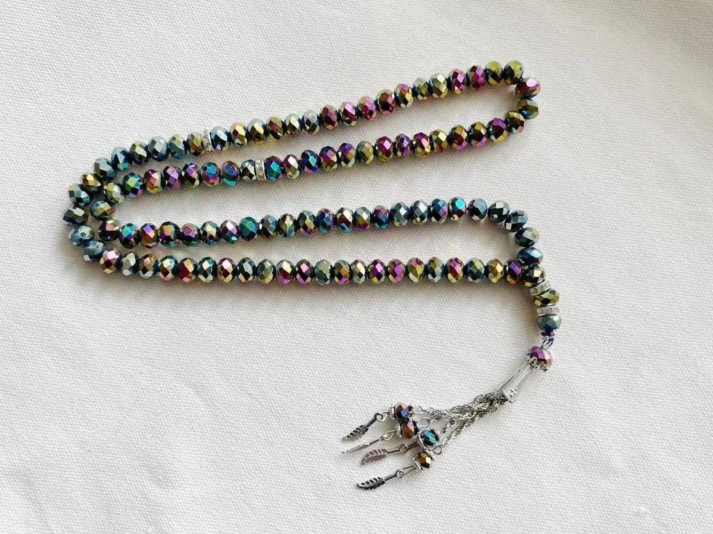 MR039 Crystal Glass Muslim Prayer Tasbeeh, 99pcs beads