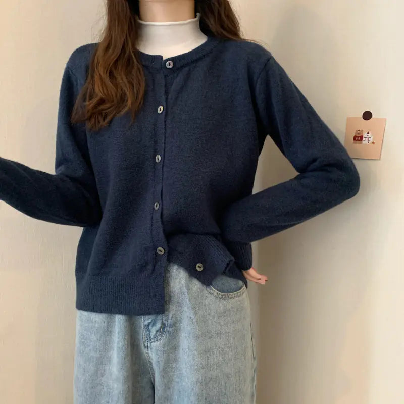 Cashmere Padded Long-Sleeved Sweater Cardigan