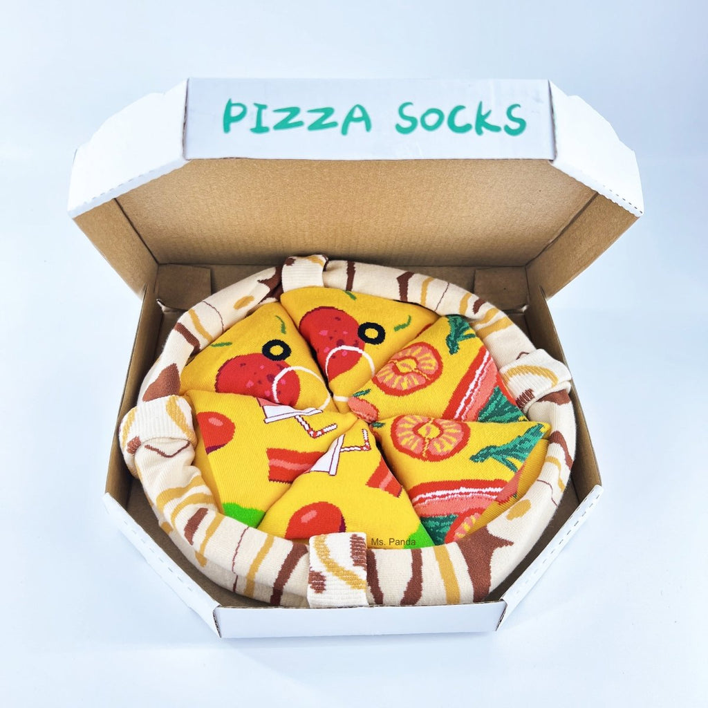 Novelty Pizza Socks – 4-Pack Fun Gift Set for Men & Women