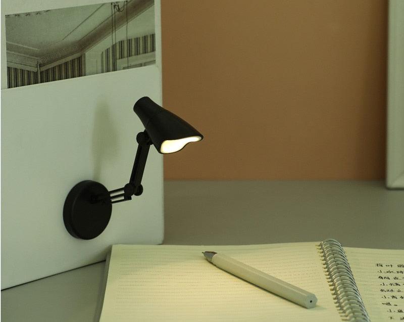 LED Mini Desk Lamp Foldable Magnetic Night Light Bedroom Study Reading Book Lamps With Clip Eye Protection Bedside Lights Decorative Table Lamp Cute Study Lamps for Bedroom Décor
