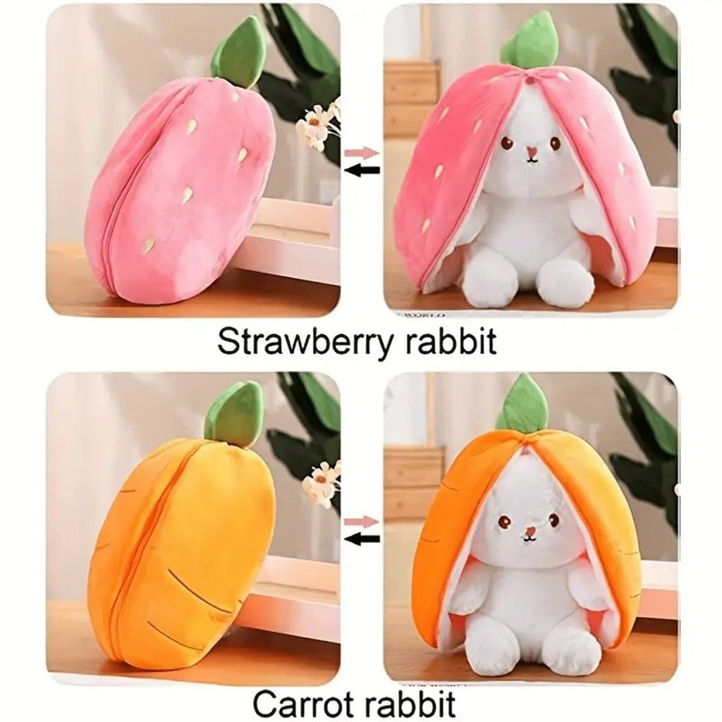 Strawberry Bunny Plush Toy Transformable Rabbit Stuffed Animal