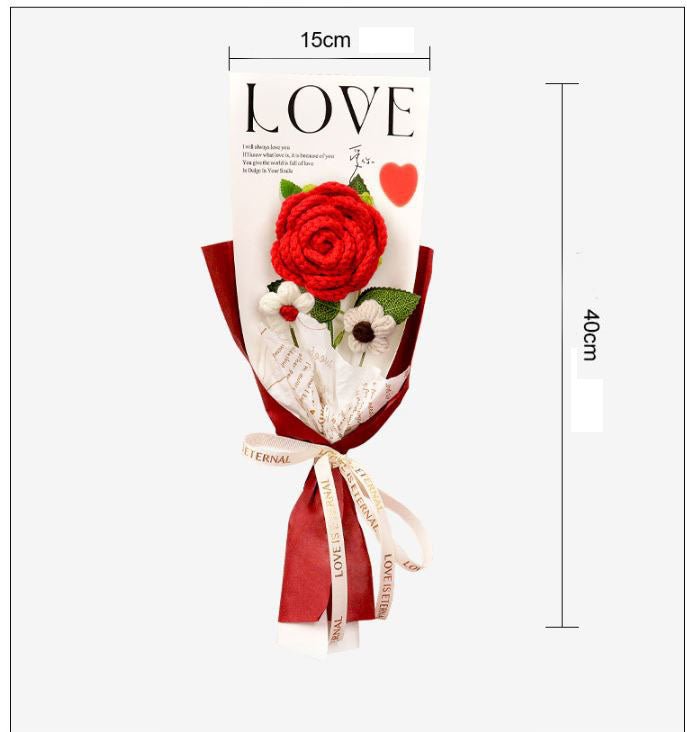 Rose Crochet Bouquet with Gift Bag for Valentines Day Mothers Day