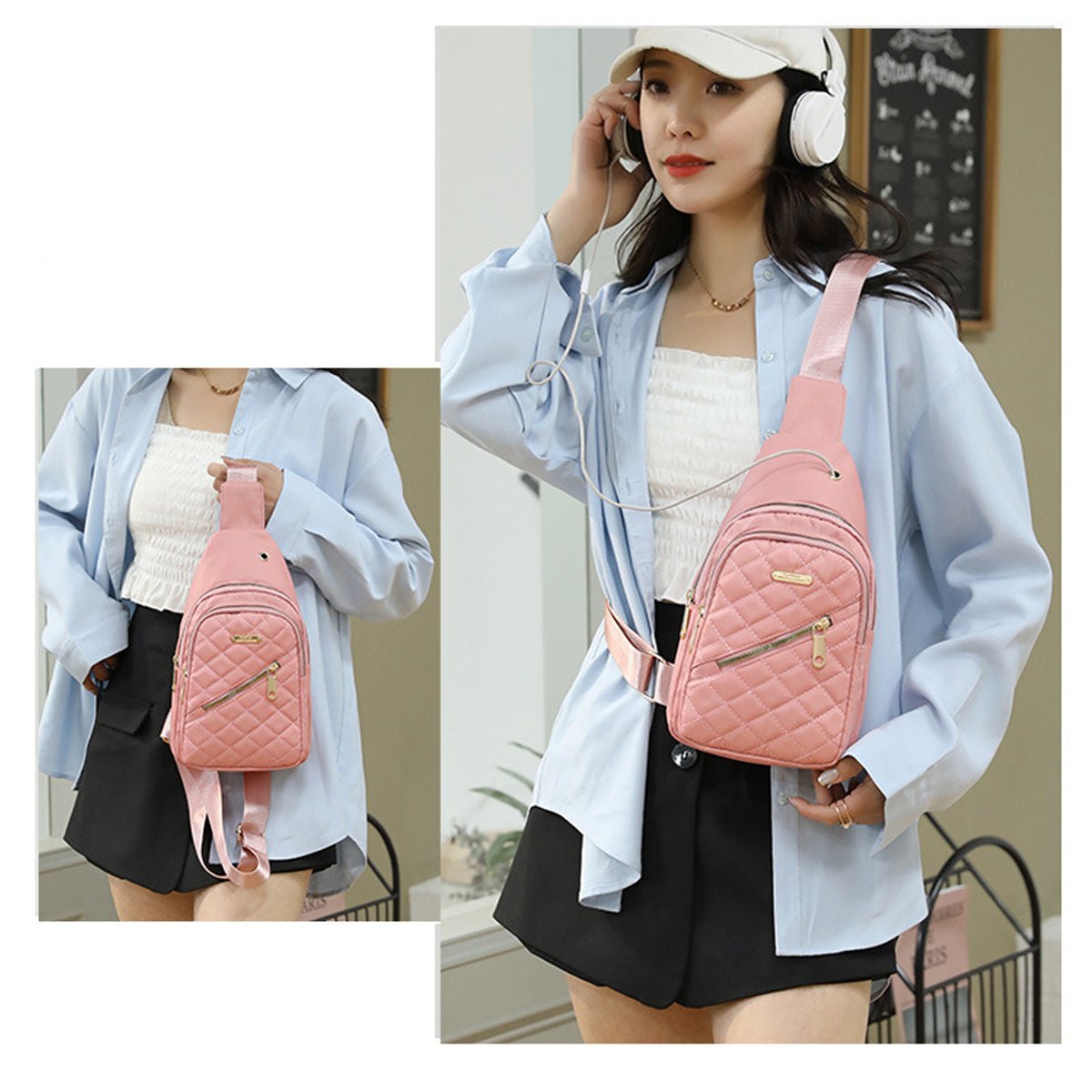 Small Chest Sling Backpack Water Resistant Nylon Shoulder Bag