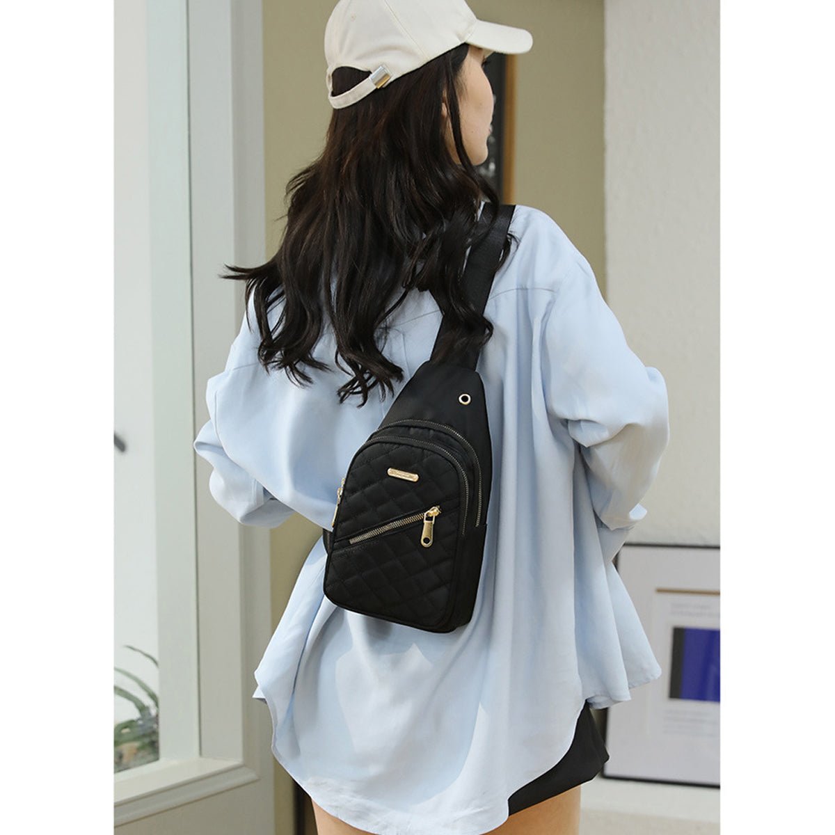 Small Chest Sling Backpack Water Resistant Nylon Shoulder Bag