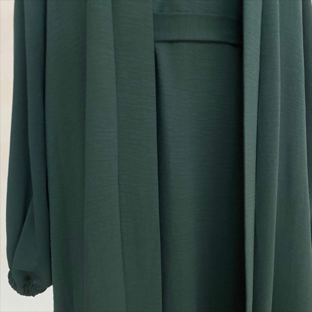 Solid Color Elegant Open Abaya with Pockets | 3-Piece Set Open Abaya (MOA092)