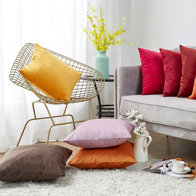 Super Soft Cushion Cover Velvet Pillow Cover Living Room Velvet Decorative Throw Pillow Covers Soft Solid Square Cushion Case For Couch Home Decorative Pillows