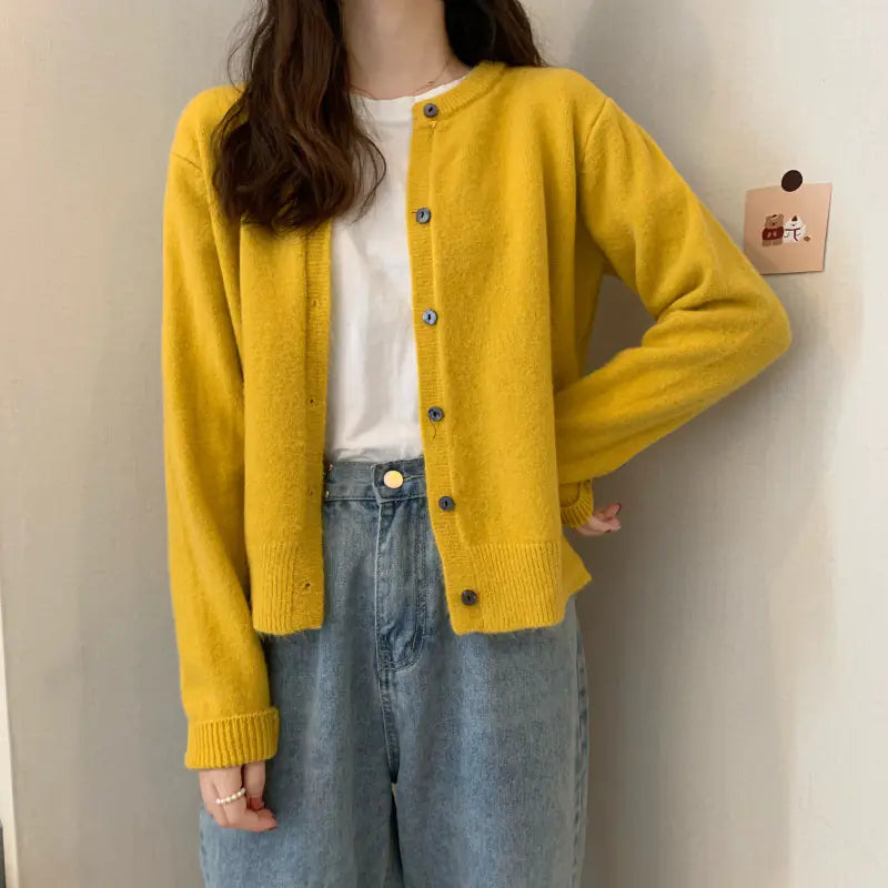 Cashmere Padded Long-Sleeved Sweater Cardigan