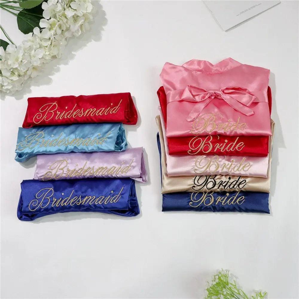 Wedding Satin Bride Robe Elegant Golden Bridesmaid Casual Short Women Nightwear Comfortable Sleepwear