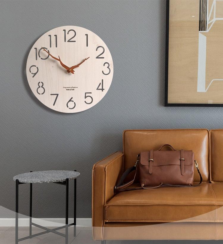Wooden 3D Wall Clock Modern Design Nordic Room Decoration Kitchen Clock Art Hollow Wall Watch Home Decor Children's Room Decoration Kitchen Clock Art Hollow Wall Watch Home Decor 12 Inch